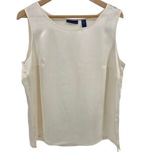 Karen Scott Sleeveless Top Ivory Cream Polyester Blouse Tank Womens Size‎ L